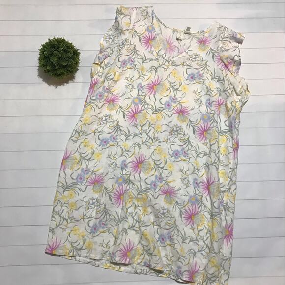 Joie 100% Linen Pastel Floral Shift Dress Ruffle Sleeve Spring Summer Women’s 1X - Picture 1 of 5